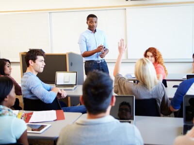 Teaching students in a classroom