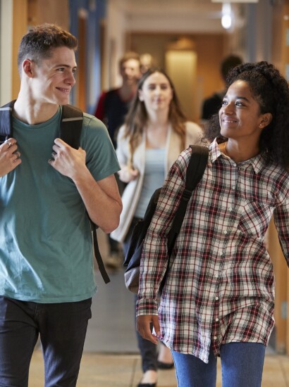 Students walking out of class