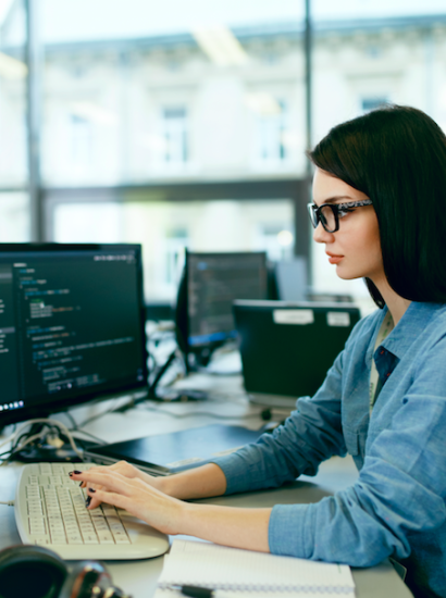 woman at work as a programmer