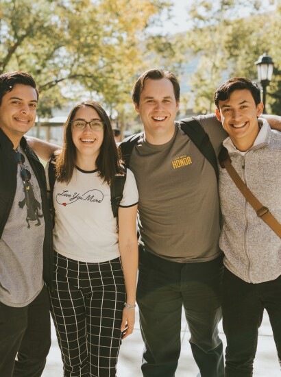 Smiling students on campus
