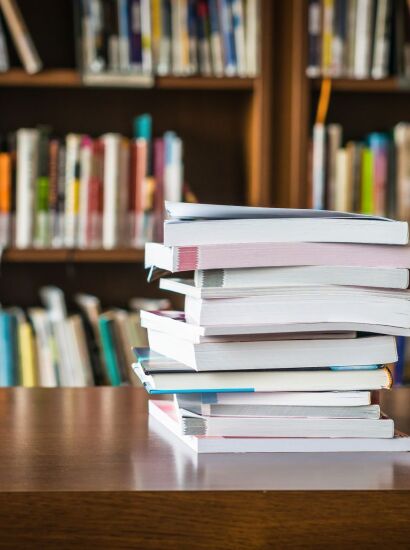 A stack of books in the bookstore
