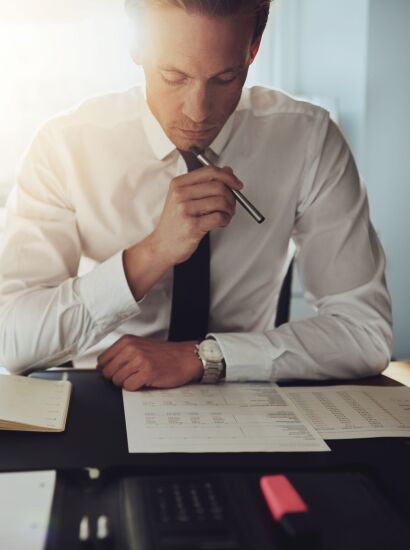 Student working on documents