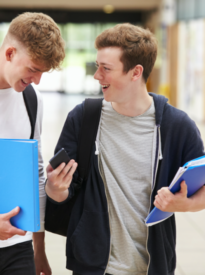 two male students talking