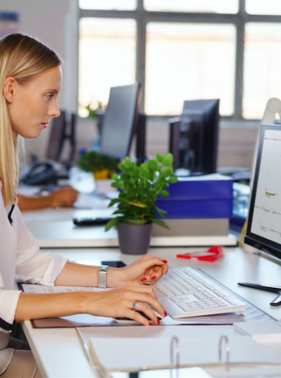 Girl working on computer