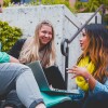 Students talking on the stairs