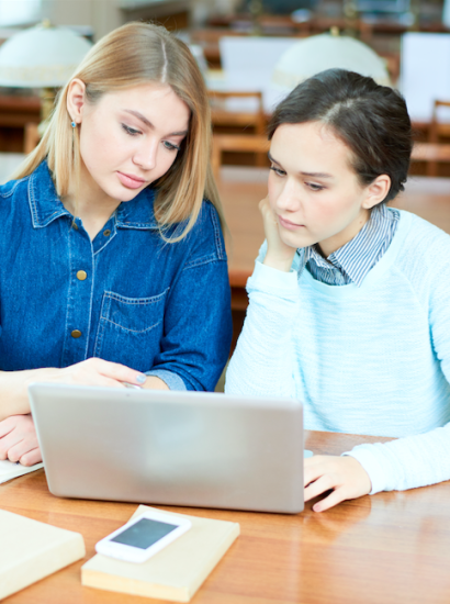 Female students working together