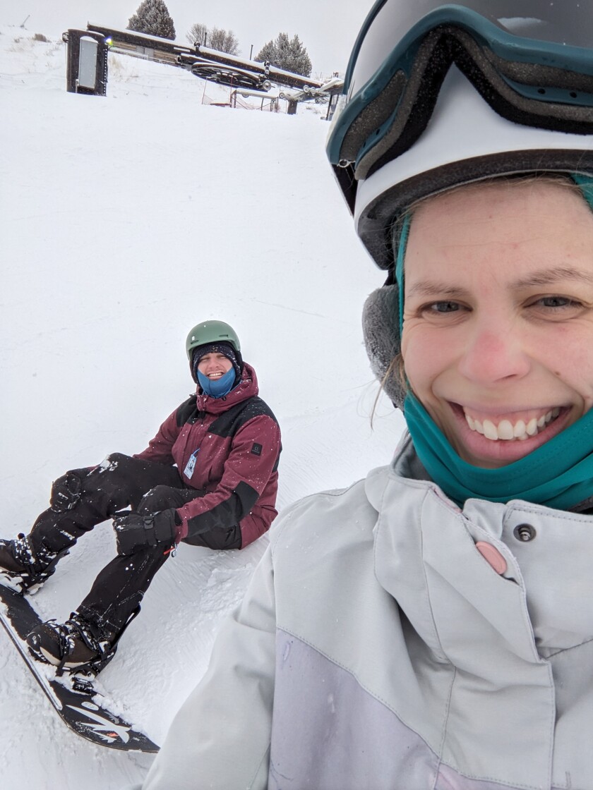 Janaye Steadman Lakey snowboarding