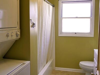 Washer/ Dryer and bathroom