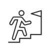 icon showing a figure climbing stairs toward a flag