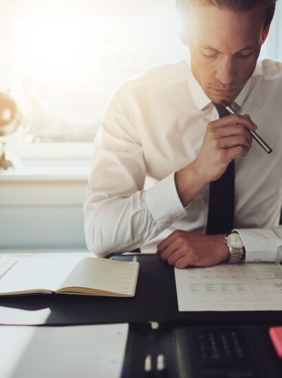 Man working at organized desk