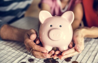 Family piggy bank budgeting saving