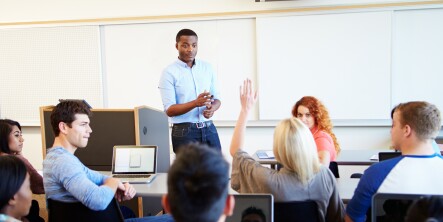 Teaching students in a classroom