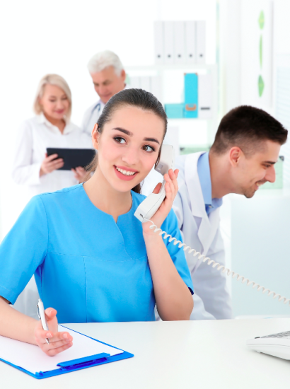 medical assistant answering the phone